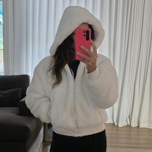 Blanc Noir Cozy ASPEN White Satin-Lined Jacket